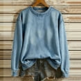 thumbnail image 2 of Solid-Colored Denim Hoodies for Women, Round-Neck Casual Sweatshirts, Fall Classic Base Outfits, 2 of 5