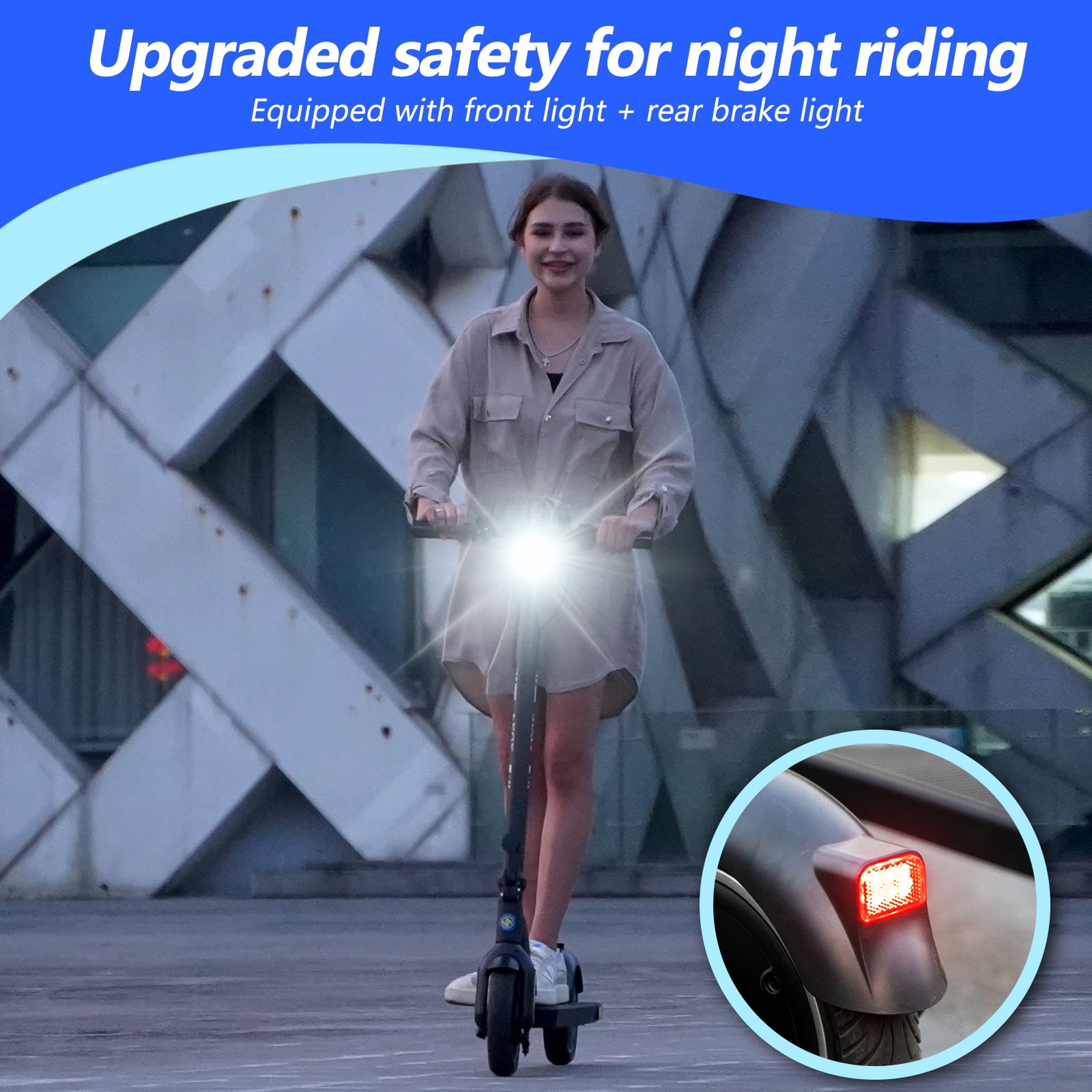 ZDZA, Electric Scooter for Adults, 19 MPH, 18 Mile Range, Grey