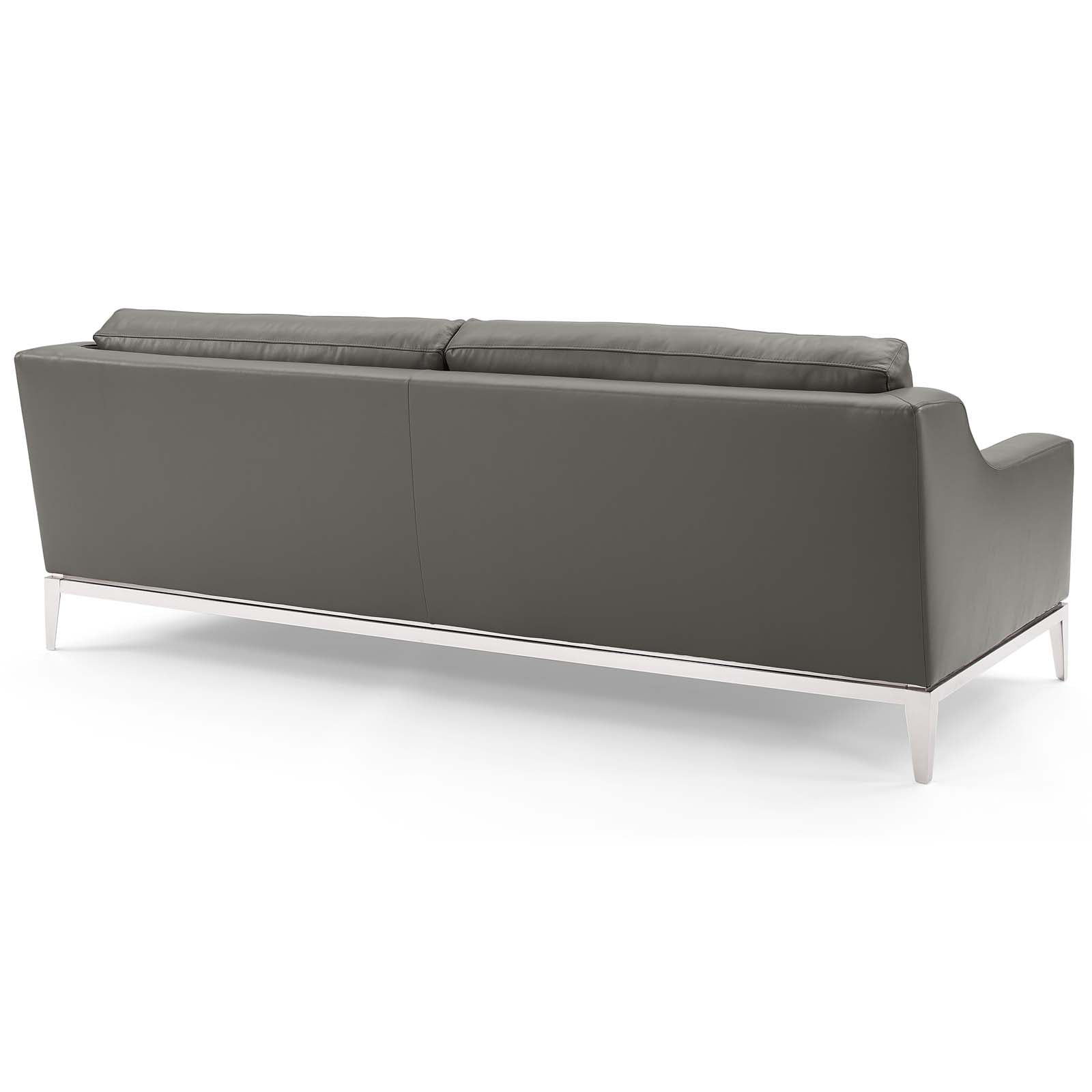 Modway Harness Stainless Steel & Leather Sofa and Loveseat Set in Gray