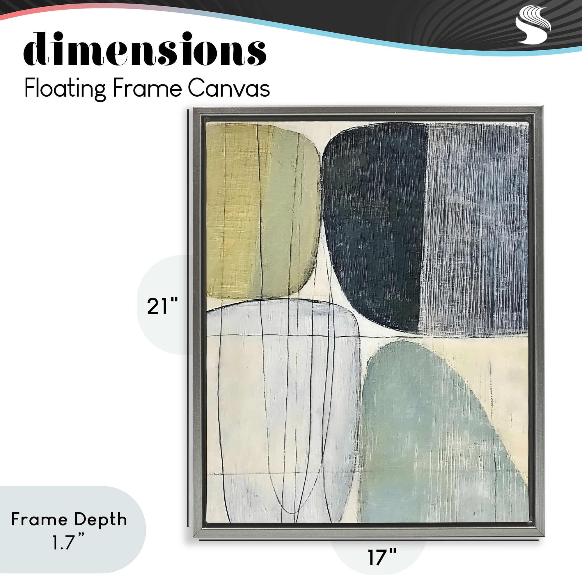 Stupell Industries Modern Organic Composition Gray Framed Floater Canvas Wall Art, design by Riley B