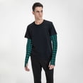 thumbnail image 4 of Balery Teal On Black Plaid Mangas Refrescantes para Brazos para Hombre y Mujer – Transpirables y Absorbentes de Humedad para Mujeres, Hombres y Niños, 4 of 7