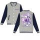 thumbnail image 1 of Moonsky K/P0p Dem 0n Hunters Fashion Women's Baseball Jacket Contrast Color Cardigan Jacket Spring and Autumn Teen Boys & Girls Baseball Uniforms Womens& Mens Baseball Jacket (Gris XS), 1 of 3