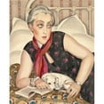 thumbnail image 2 of Gerda Wegener 12x14 Gold Ornate Wood Frame and Double Matted Museum Art Print Titled - Portrait of a Woman Reading with a Dog, 2 of 4