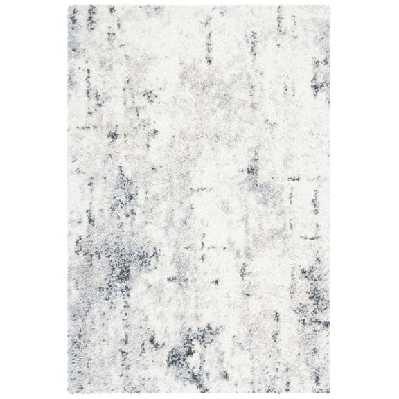 SAFAVIEH Berber Shag Shanelle Abstract Area Rug, Ivory/Grey, 6'7" x 8'7"
