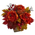 thumbnail image 2 of Nearly Natural 4174 15 in. Peony & Sedum Artificial Arrangement, 2 of 2