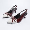 thumbnail image 3 of Women's Slingback Pumps Bow Pointed Toe Pumps with Elasticated Strap Pumps Mid Heels Evening Comfortable Dress Shoes Open Back Sandals, 3 of 9
