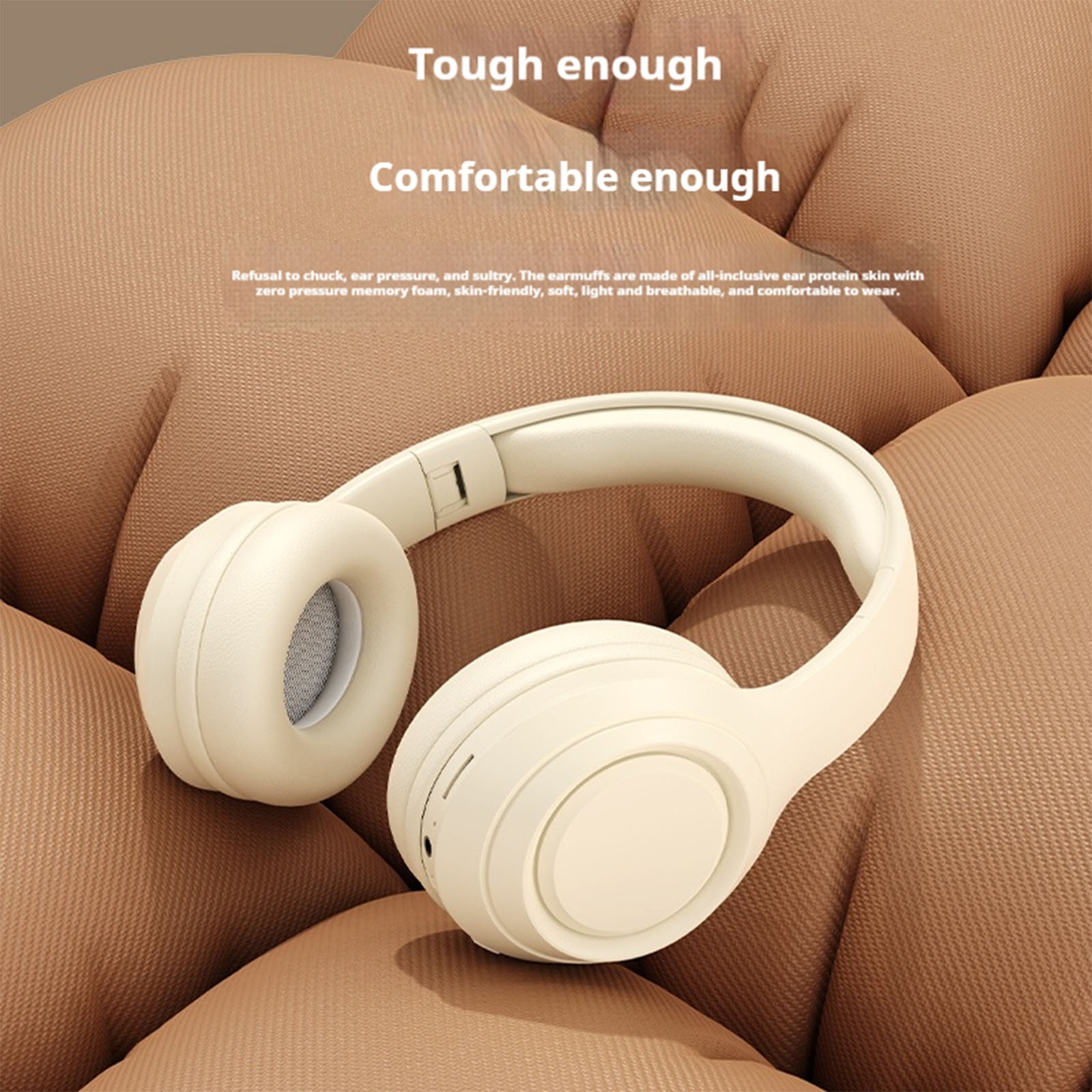 Wireless Bluetooth Over Ear Headphones Up to 28H Battery Life Headset with Microphone Gym Overhead Headphones Compatible with iOS & Android Mobile Phones, Computers, Laptop,Beige