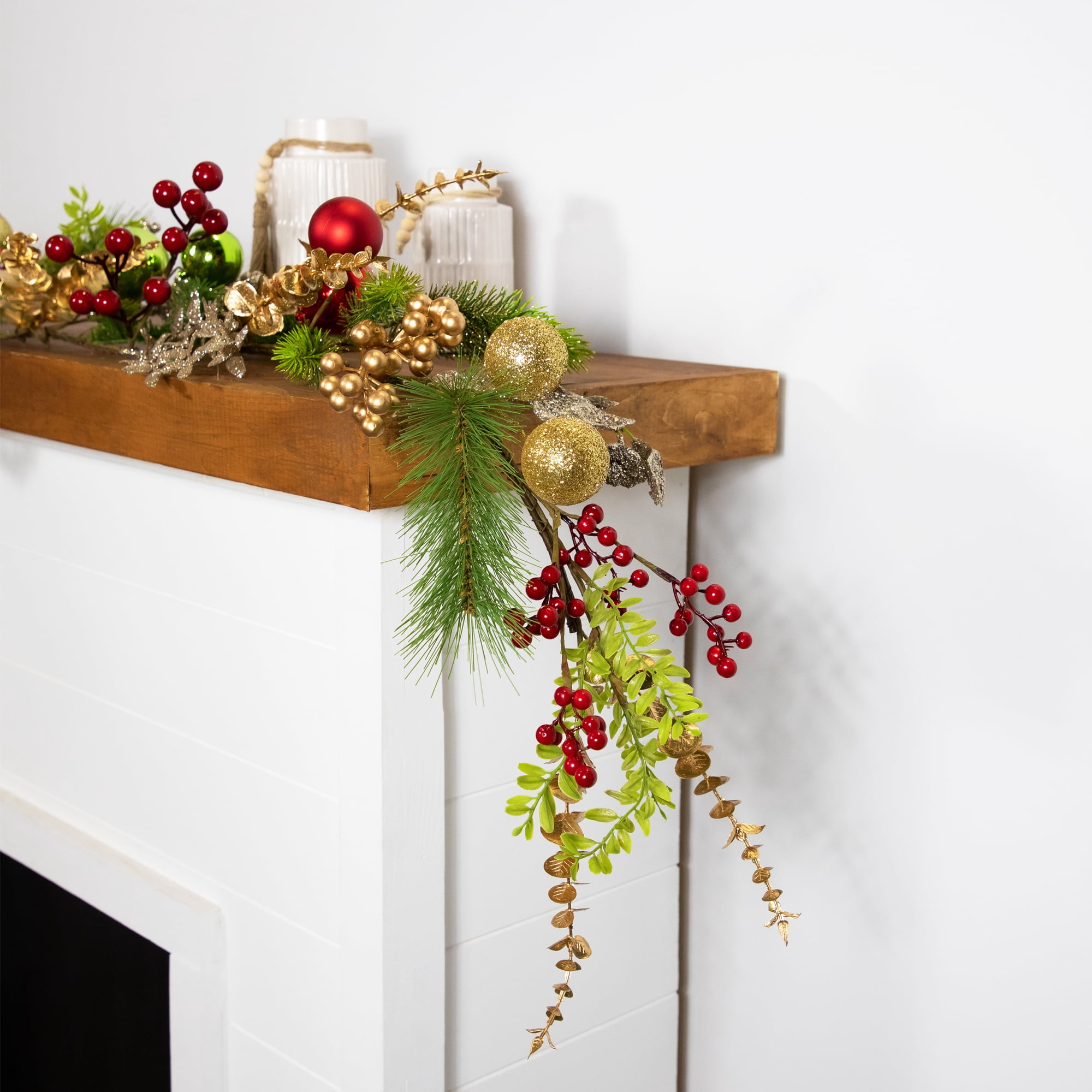 Ball Ornaments Glittered Artificial Christmas Garland - 5' x 10" - Unlit