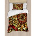 thumbnail image 3 of Colorful Duvet Cover Set Queen Size, Abstract Vintage Style Curly Floral Design Spirals Swirled Petals Creative Vibrant, Decorative 3 Piece Bedding Set with 2 Pillow Shams, Multicolor, by Ambesonne, 3 of 3