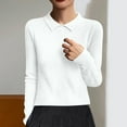 thumbnail image 4 of VEKDONE Women's Lapel Sweater Fashion Solid Color Long Sleeves Thin Sweaters Casual Loose Fit Comfy Basic Knitwear Sweaters Dressy Business Work Tops, 4 of 5