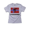 thumbnail image 1 of Norway Olympic - Taekwondo - Flag - Silhouette Boy's Cotton Youth Grey T-Shirt, 1 of 2