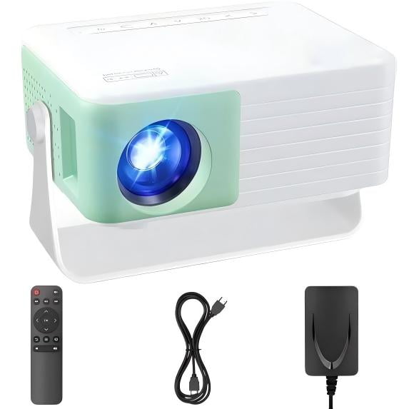 CocoBear Y3 Mini Projector, Native 720P, 360° Rotating Stand, Auto Keystone, Portable Movie Projector with HDMI USB, Compatible with iPhone, Android, PS5, Xbox, Switch, Green