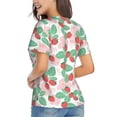 thumbnail image 3 of Wukai Strawberry Classic V-Neck T-Shirt for Women: Comfortable, Stylish, and Versatile Wardrobe Essential-Medium, 3 of 7