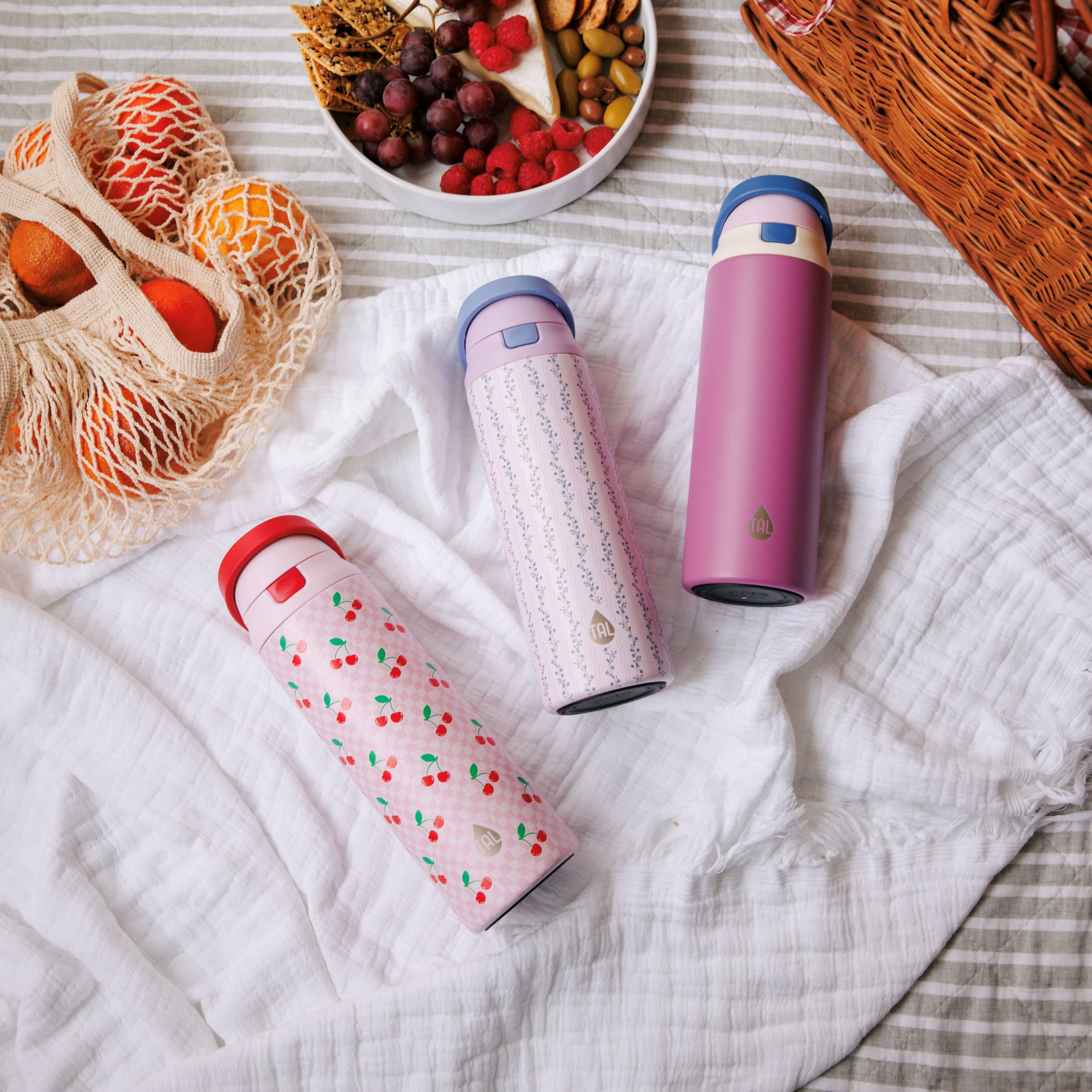 TAL 24oz Stainless Steel 2-in-1 Water Bottle with Straw and Chug Lid, Cherry