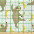thumbnail image 2 of Ambesonne Sloths Fabric by the Yard Microfiber, Tropical Sloths and Bananas, 10 Yards, Cocoa White Yellow, 2 of 2