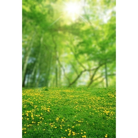 Image of Polyester 5x7ft Spring Meadow Photography Studio Background Sweet Florets Backdrops Park Grassland Lawn Forest Tree Sunbeam Baby Child Newborn Kid In