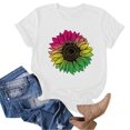 thumbnail image 4 of Aligament Summer Tops for Women,Fashion Sunflower Print Short Sleeve Crewneck Casual T Shirt Tunic Blouse Going Out Tops Pink XL, 4 of 4