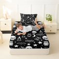 thumbnail image 4 of Homewish Halloween Skull Bats Twin Sheets,Moon Stars Bedding,Black White,3pcs,1 Fitted Sheet and 1 Pillowcase, 4 of 6