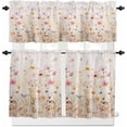 thumbnail image 2 of Kitchen Curtains Set, Spring Floral Kitchen Curtains and Valances Set, Pastoral Botanical Summer Flowers Vintage Rod Pocket Tier Curtains 24 Inch Length for Cafe/Bedroom Windows, 2 of 6