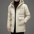 thumbnail image 2 of Chaqueta de plumón de longitud media para hombre, de invierno 2024, de plumón de pato blanco, de gran peso, gruesa, moderna, resistente al frío, cálida, con capucha, ropa, 2 of 4