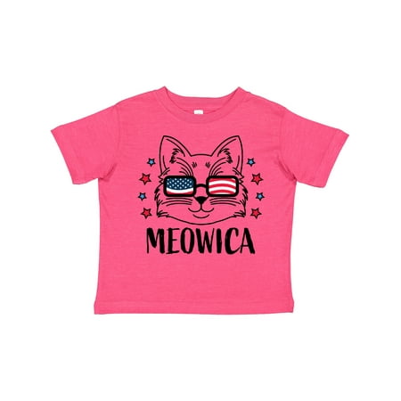 

Inktastic 4th of July Meowica Cat in Flag Sunglasses Gift Toddler Boy or Toddler Girl T-Shirt