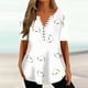 thumbnail image 2 of Tops Cortos para las Mujeres Impresas Blusas Botón Camiseta Manga Corta Cuello en V, Top de Moda para Primavera Verano, 2 of 5