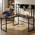 thumbnail image 5 of Spaco Reversible L-Shaped Corner Desk with Storage Bookshelf-Black, Office Desk, Gaming Computer Desks for Study,Working,Writing, 5 of 8
