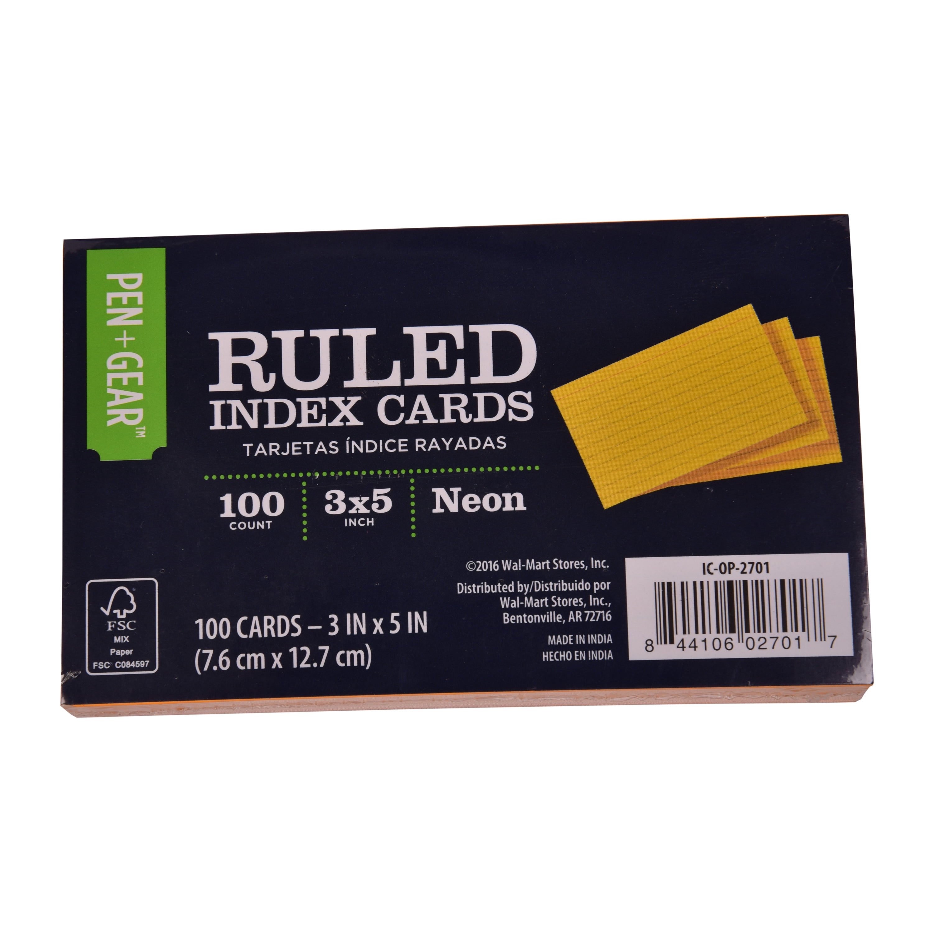 Pen + Gear Ruled Index Cards, Orange, 100 Count,3