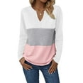 thumbnail image 2 of Zeagoo Long Sleeve Tops for Women Waffle Knit Shirts Casual V Neck Tunics Color Block T Shirts Fall Tunic, 2 of 9