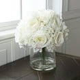 thumbnail image 2 of Pure Garden Hydrangea and Rose Floral Arrangement in Clear Vase (Cream), 2 of 5