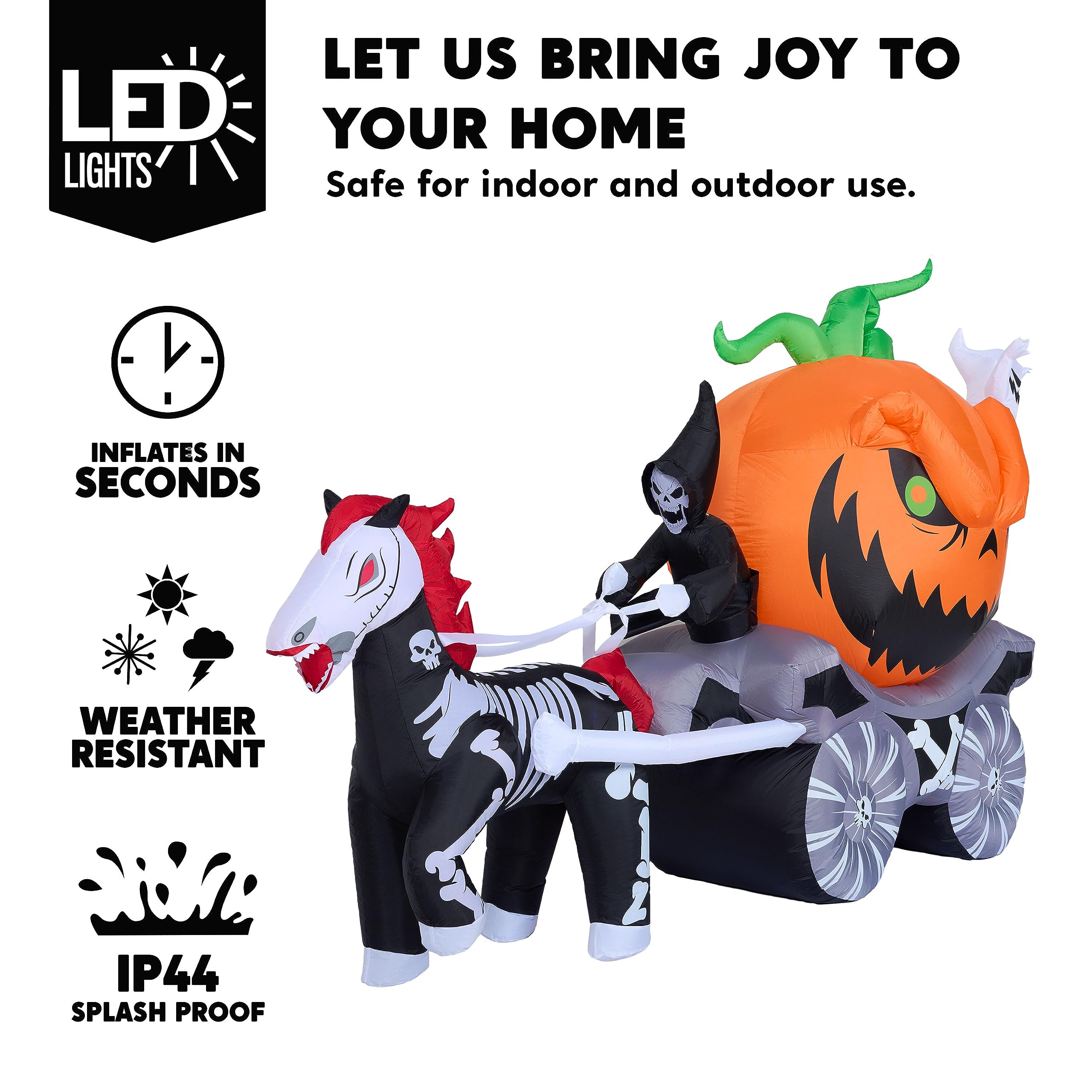 Joyfy 8ft Halloween Pumpkin Carriage Inflatable with LEDs photo 3