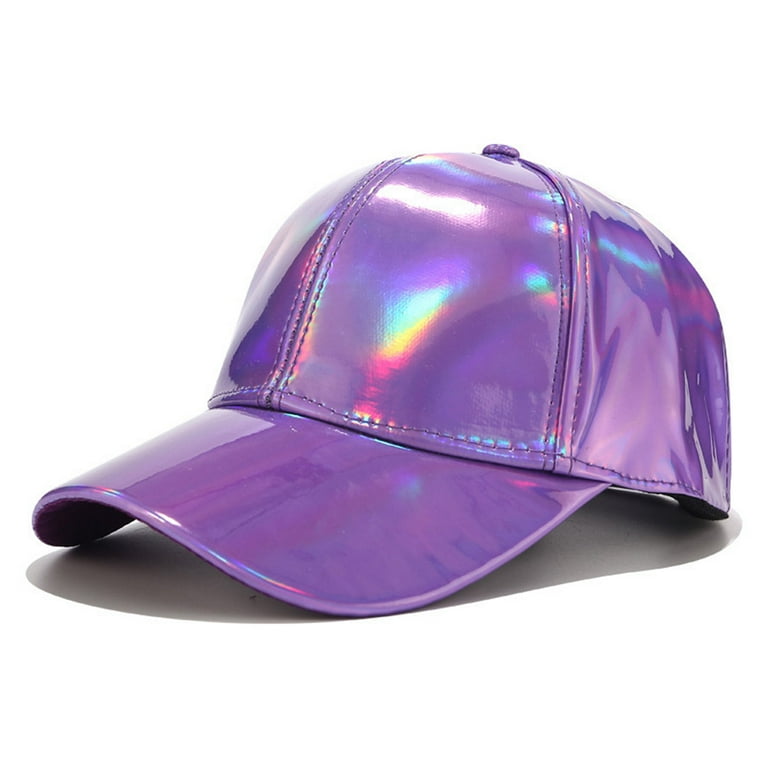Unisex Faux Leather Hip Hop Baseball Cap, Holographic Unisex Faux Leather Hip Hop Baseball Cap, Holographic