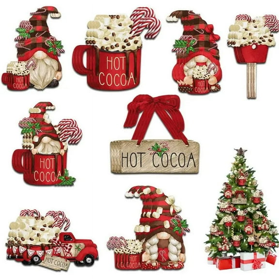 24pcs Wooden Santa Claus Hanging Decorations - Perfect for Christmas Hot Cocoa & Outdoor Festival Parties!