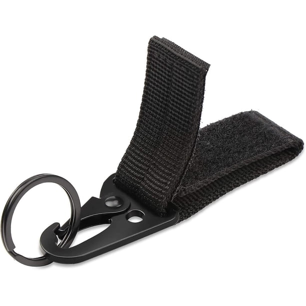 Ceinture Tactique Nylon Noir Avec Mousqueton Métal Et Pince – 11,5×2,5 Cm – Randonnée