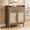 Brown, variant on Einhomn 2-Door Buffet Cabinet, Boho Rattan Coffee Bar Cabinet with Adjustable Shelves, Charging Station, Brown