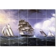 thumbnail image 1 of Ceramic Tile Mural-James Buttersworth Ships Tile Mural Interior Decor. 36" w x 24" h using (24) 6 x 6 ceramic tiles, 1 of 3