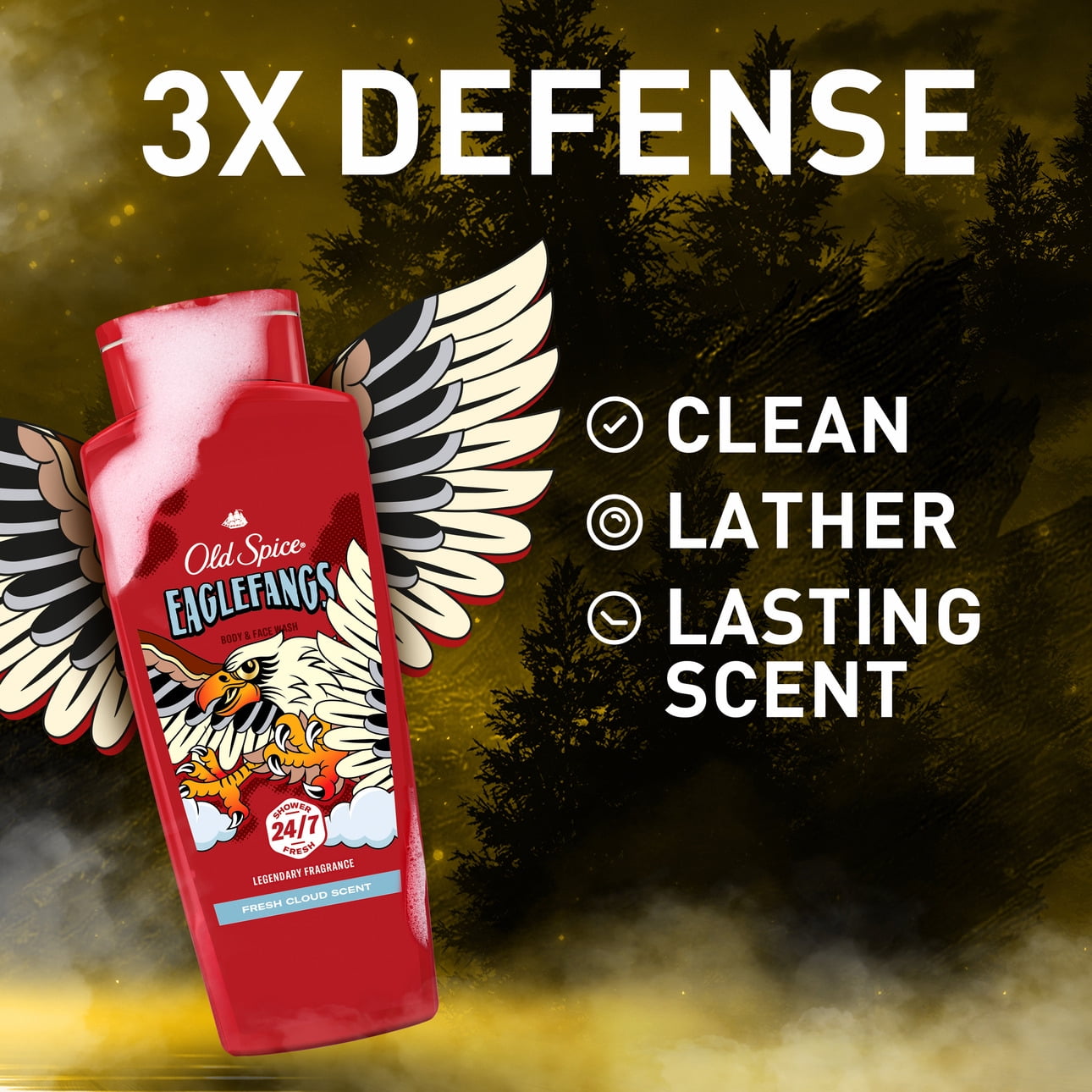 (2 pack) Old Spice Body Wash for Men, Eaglefangs, Long Lasting Lather, 24 fl oz