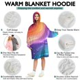 thumbnail image 5 of Rainbow Tie Dye Wave Pattern Wearable Oversized Blanket,Wearable Blanket Hoodie for Adults,Cozy Hooded Blankets with Super Pockets,Super Warm Fuzzy Pullover for Women & Men, 5 of 6