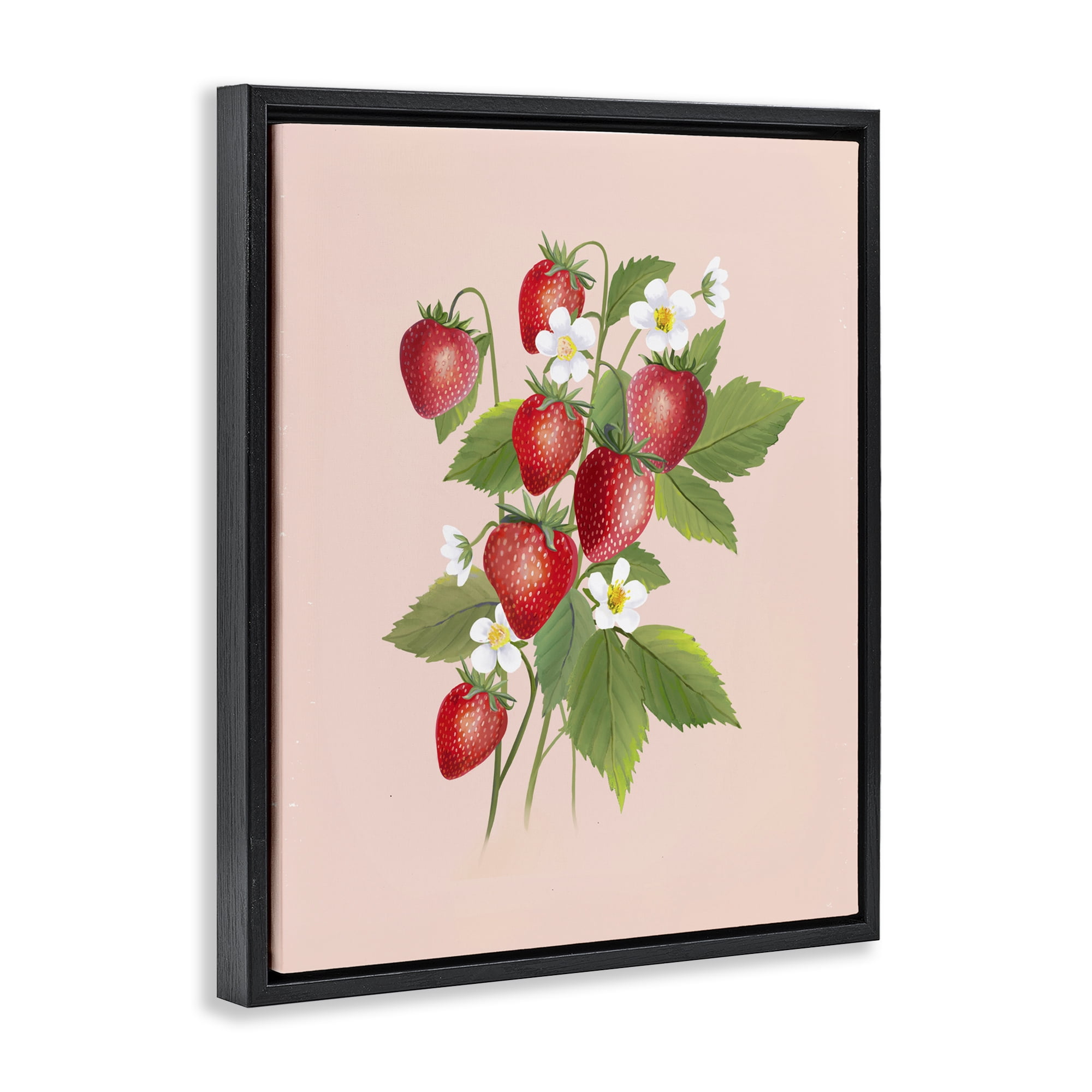 Stupell Industries Cottage Garden Strawberries Black Framed Floater Canvas Wall Art, design by Diane Neukirch