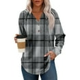 thumbnail image 3 of Stichou Plaid Hoodies for Women Trendy Winter Fashion 2025 V Neck Button Oversized Sweatshirt Plus Size Tops Clothes Gray M, 3 of 5