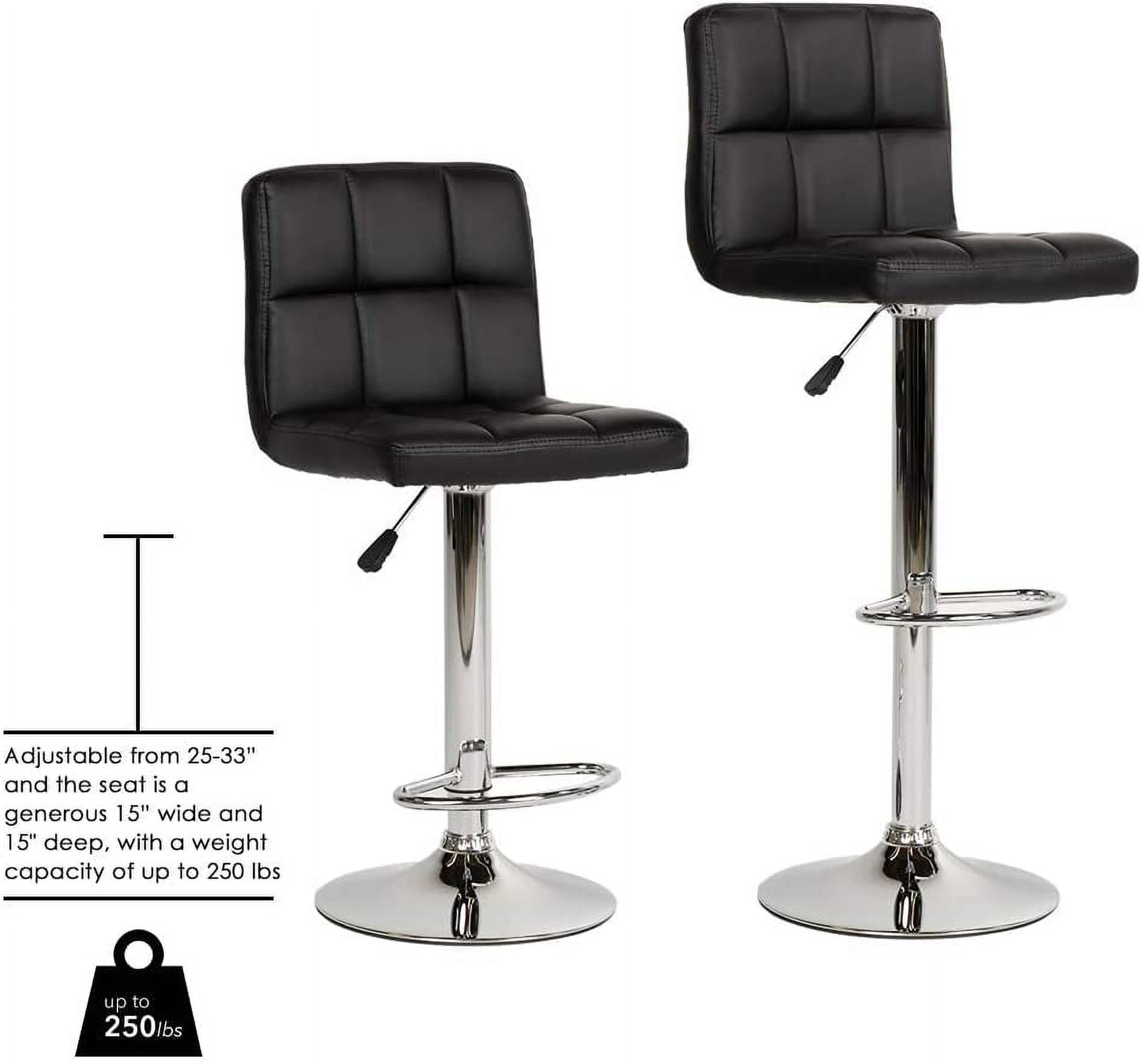 BestOffice New Black Adjustable Synthetic Leather Swivel Bar Stools Chairs B06-Sets of 2,Black