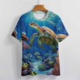 thumbnail image 3 of Nautical Green Sea Turtles Women's Short Sleeve T-Shirt Crew Neck Casual Summer Trendy Loose Fit Tops, 3 of 6