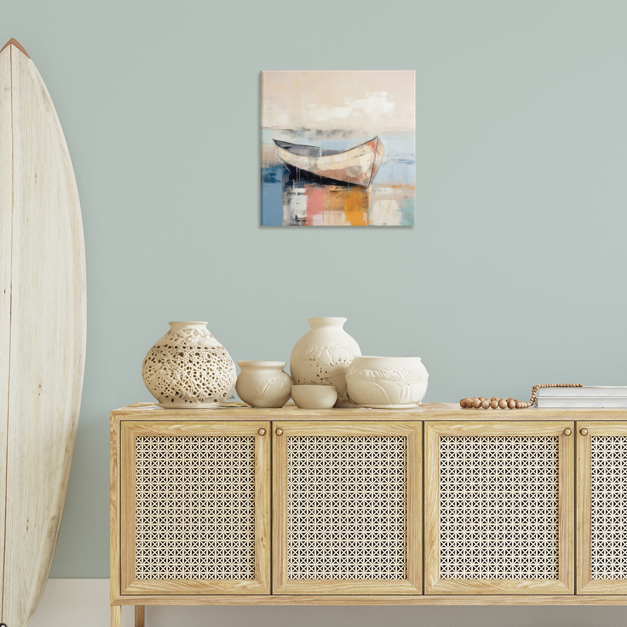 Stupell Industries Charming Coastal Boat Nautical & Beach Painting Wrapped Canvas Art Print Wall Art, 24 x 24