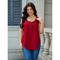 thumbnail image 3 of JYLFC Womens Plus Size Tank Tops Button V Neck Pleated Sleeveless Shirts, Burgundy 3XL, 3 of 7