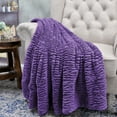 thumbnail image 2 of Home Soft Things Colleen Air Brushed Faux Fur Throw Blanket Luxury Soft Cozy Fluffy Throw - Purple - 60" x 70", 2 of 6