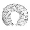 thumbnail image 1 of Floral Travel Pillow Neck Rest, Delicate Cherry Blossom Branches Japanese Culture Motif Print, Memory Foam Traveling Accessory Airplane and Car, 12", Charcoal Grey and White, by Ambesonne, 1 of 2