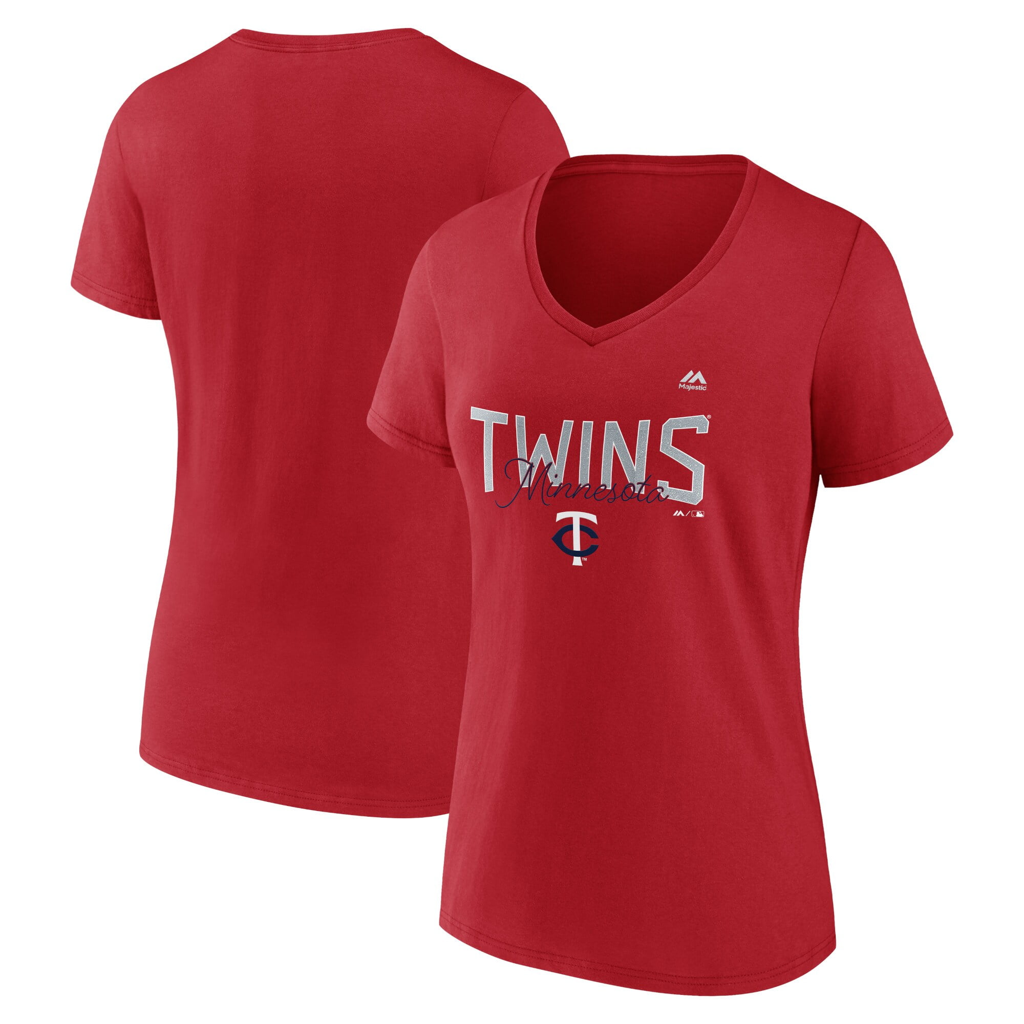 Women's Fanatics Branded Red Minnesota Twins Score From Second VNeck T