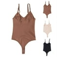 thumbnail image 2 of SDNall Shaping Shapewear Bodysuit for Women Solid Color Suspender Tight Shaping Corset with Exposed Back Shapewear Seamless Thong Bodysuit (Coffee,S-3XL), 2 of 5