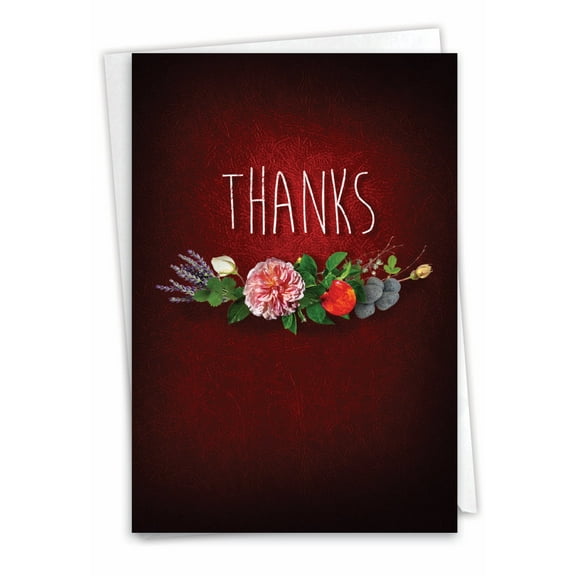 NobleWorks Thank You Greeting Card with 5 x 7 Inch Envelope (1 Card) Many Thanks - Red C6842BTYG