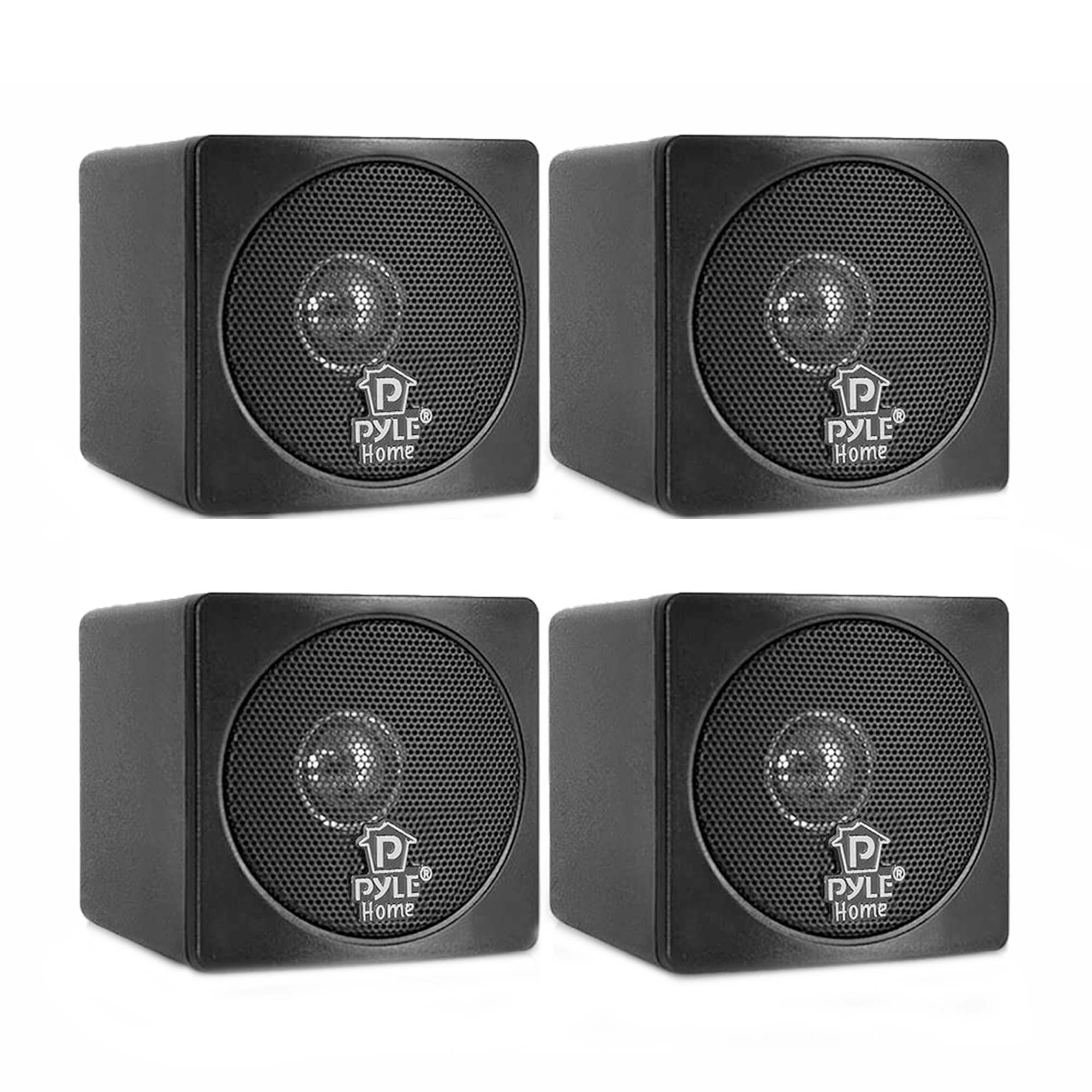 Pyle PCB3BK 3 Inch 100W Mini Cube Bookshelf Stereo Speakers, Black (4 Speakers) - image 1 of 5